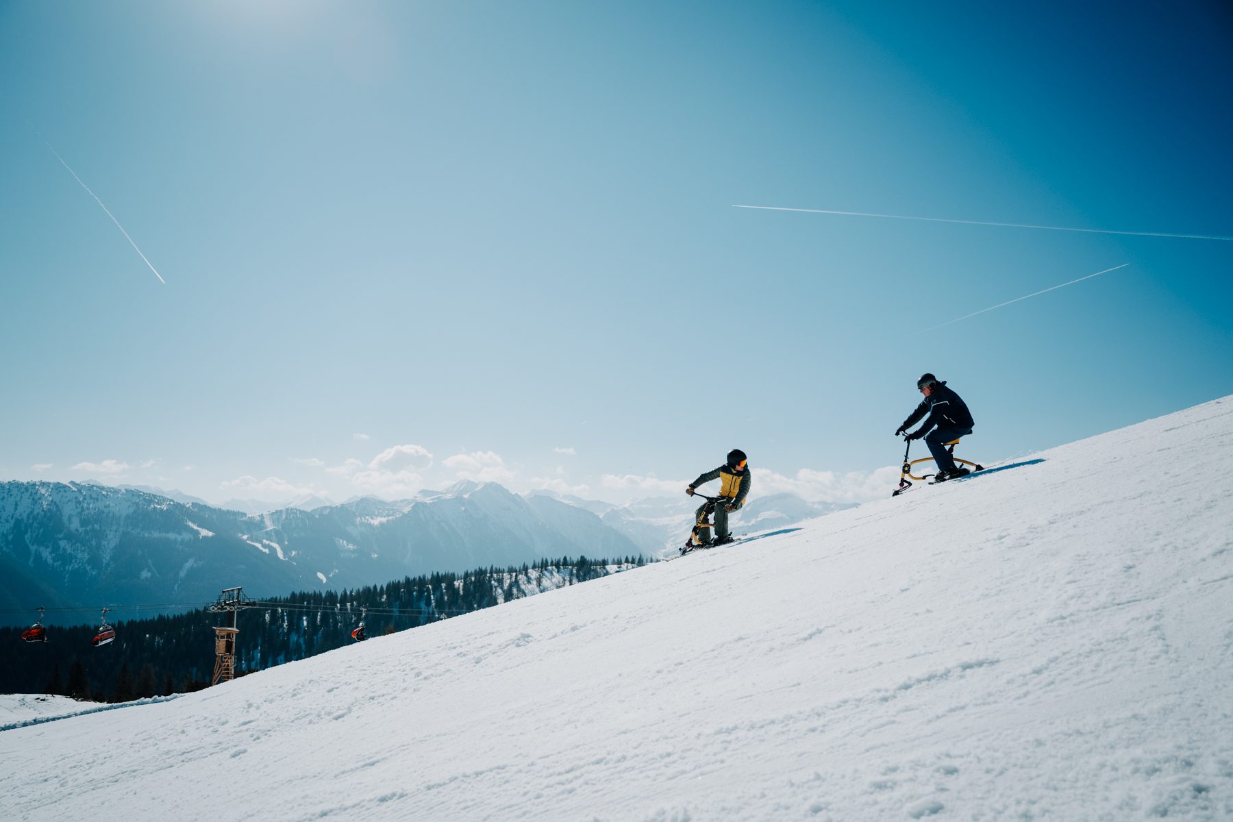 Snowbike op de piste in Flachau